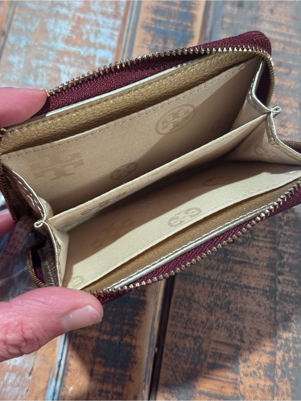 Tory Burch Pebbled Leather Wallet with Keyring